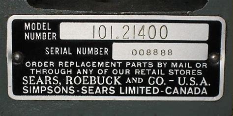 <strong>Sears and Craftsman Source Product Code</strong>. . Sears and roebuck serial number lookup